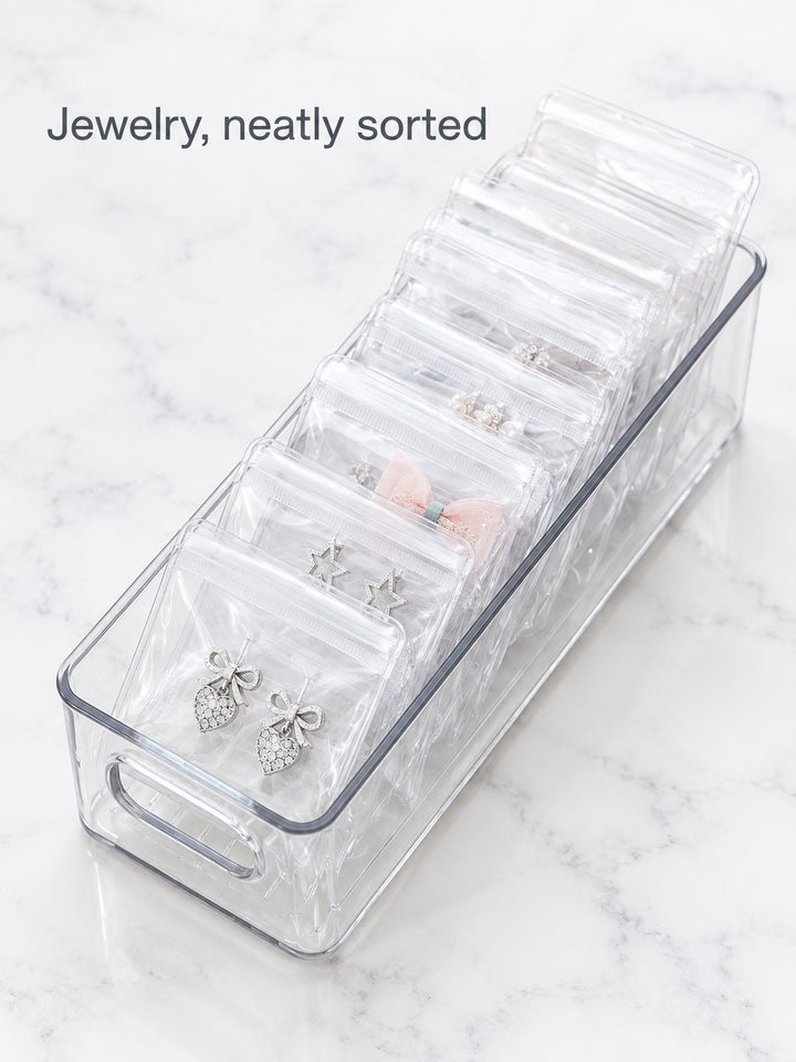 Clear Jewelry Storage Box with Zip Bags for Earrings