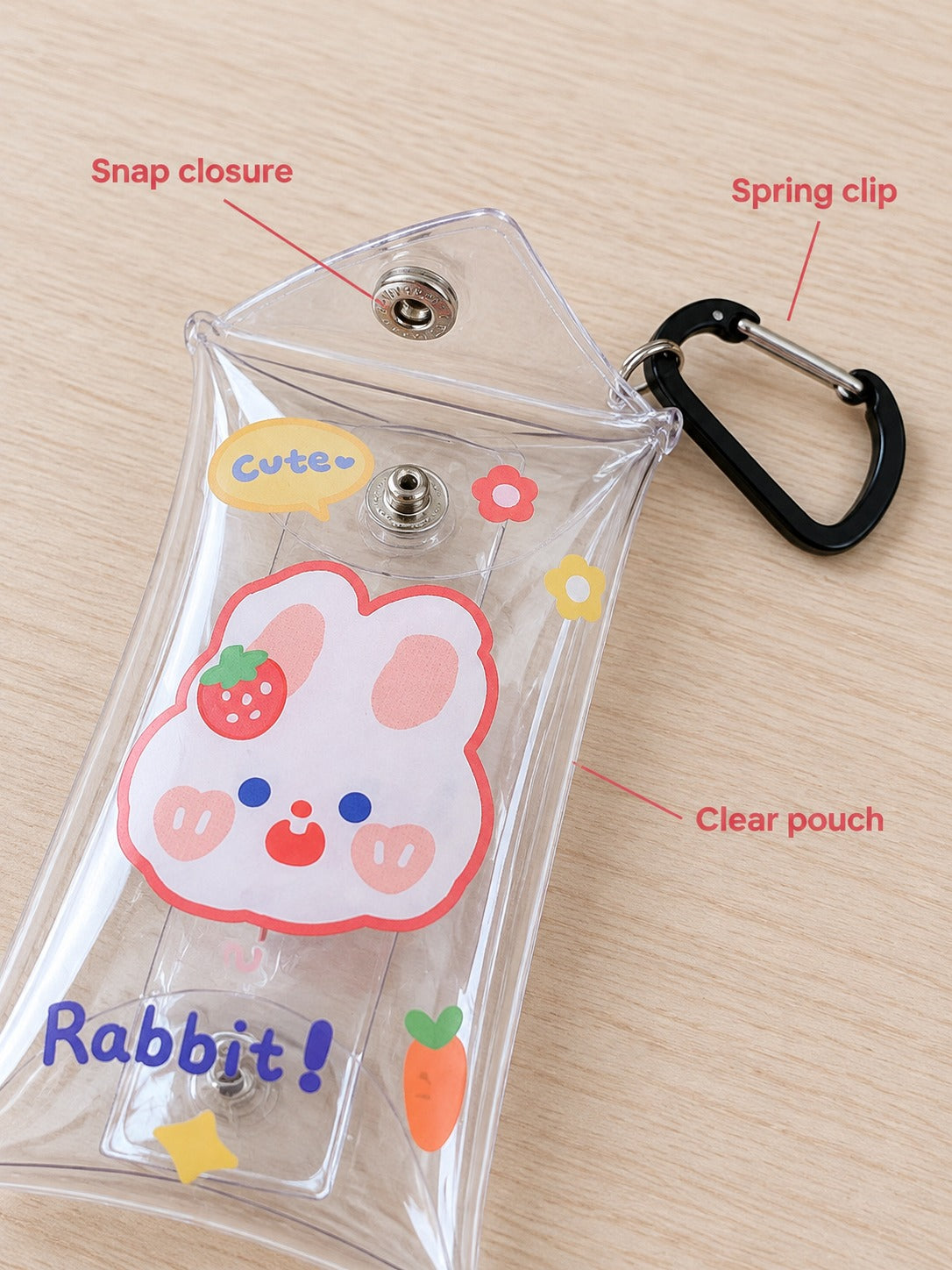 Clear Mini Coin Purse Keychain Lipstick Pouch with Clip