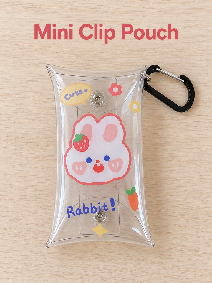 Clear Mini Coin Purse Keychain Lipstick Pouch with Clip