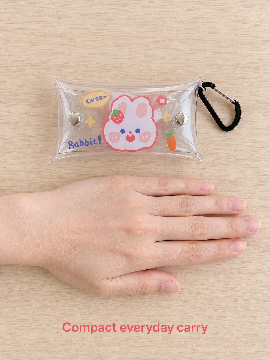Clear Mini Coin Purse Keychain Lipstick Pouch with Clip
