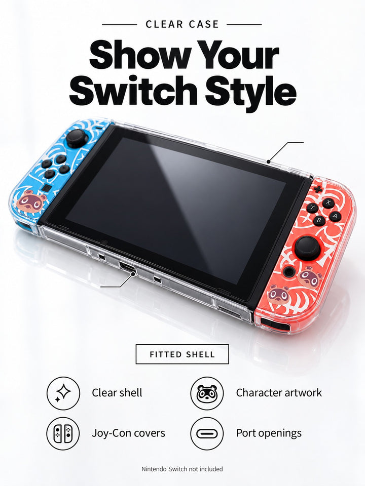 Clear Nintendo Switch Case with Animal Crossing Joy-Con