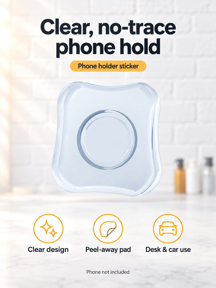Clear No-Trace Phone Holder Sticker for Desk & Car