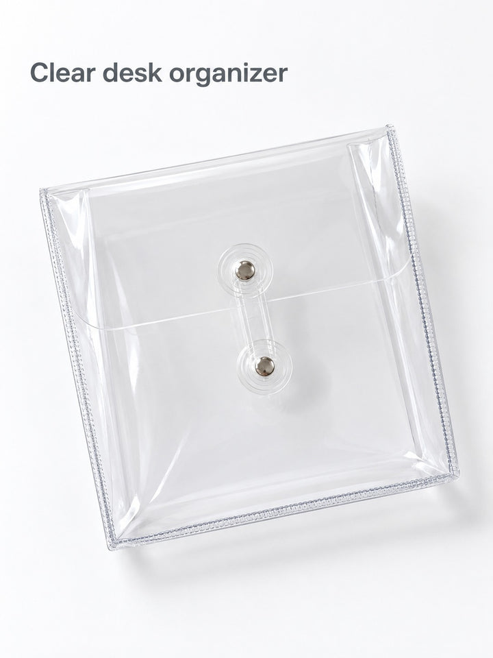 Clear PVC Desk Organizer Pouch for Stationery and Makeup