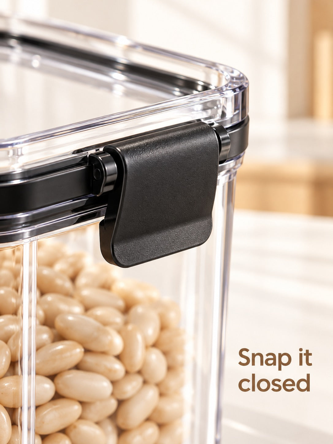 Clear Square Food Storage Canisters with Snap Lock Lids