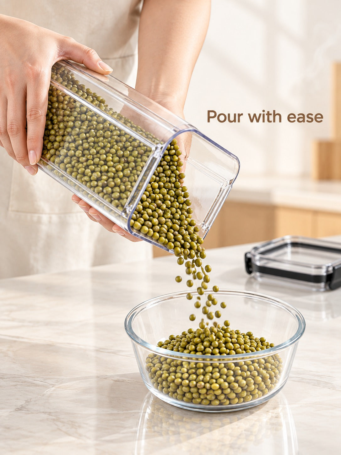 Clear Square Food Storage Canisters with Snap Lock Lids