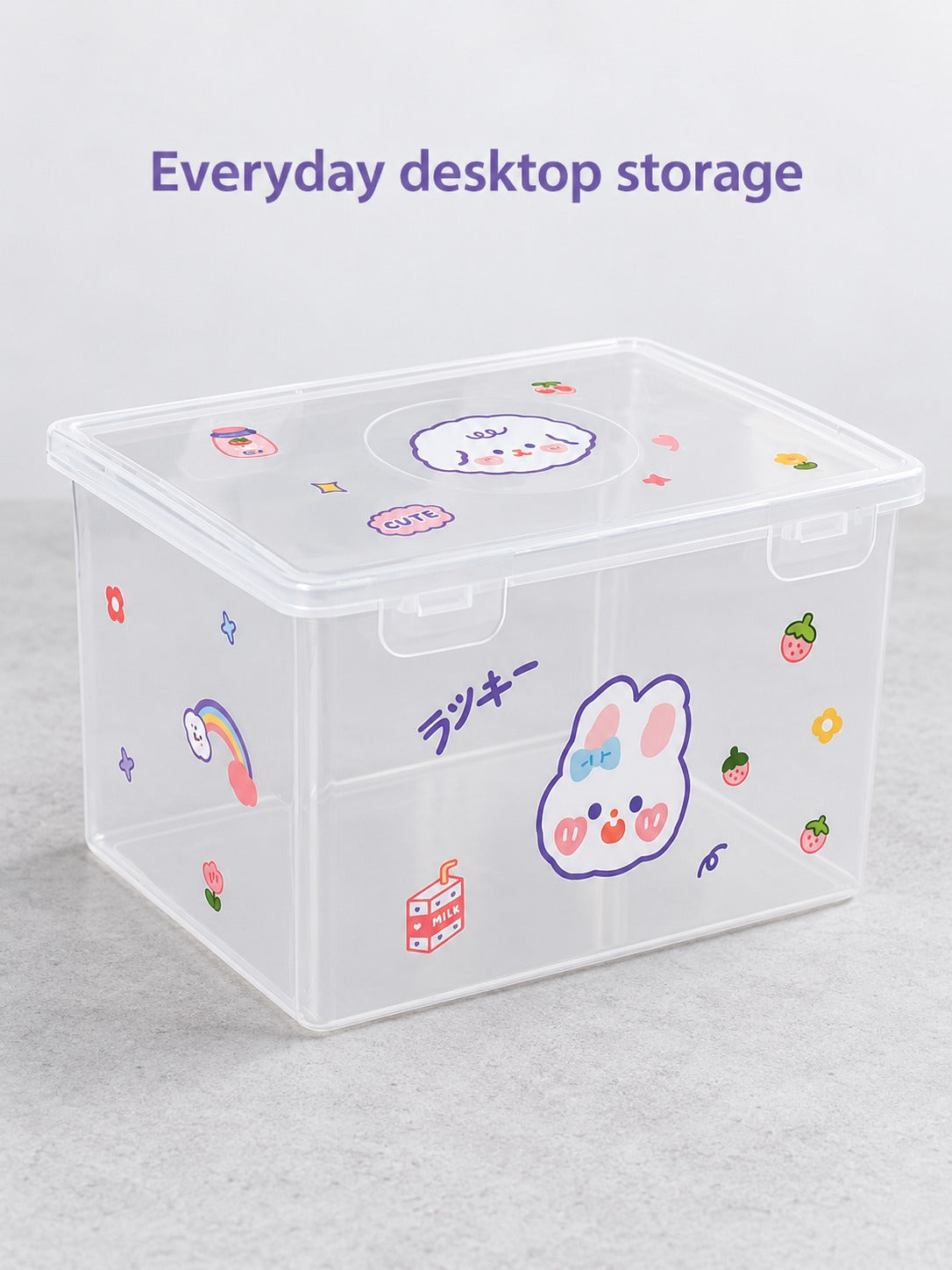 Clear Desktop Stationery Box, Stackable Storage Organizer