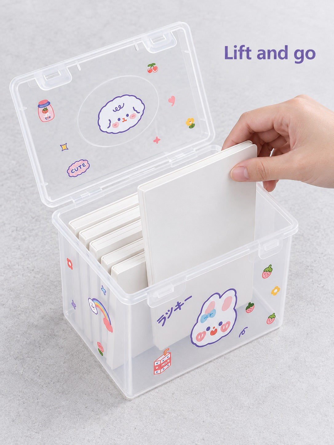 Clear Desktop Stationery Box, Stackable Storage Organizer