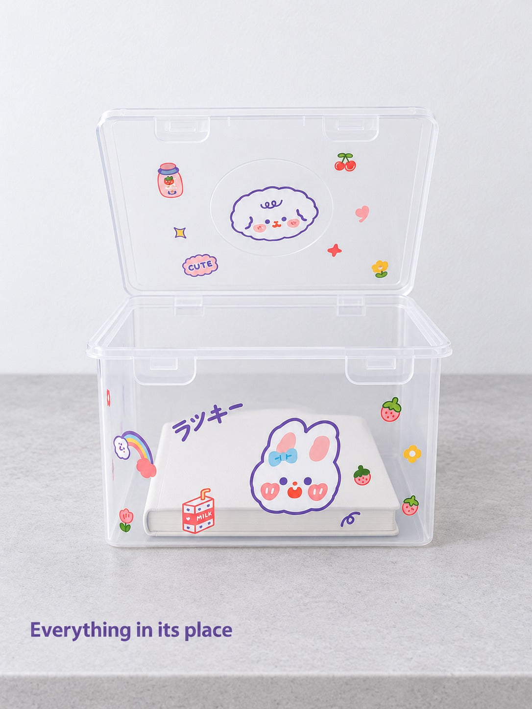 Clear Desktop Stationery Box, Stackable Storage Organizer