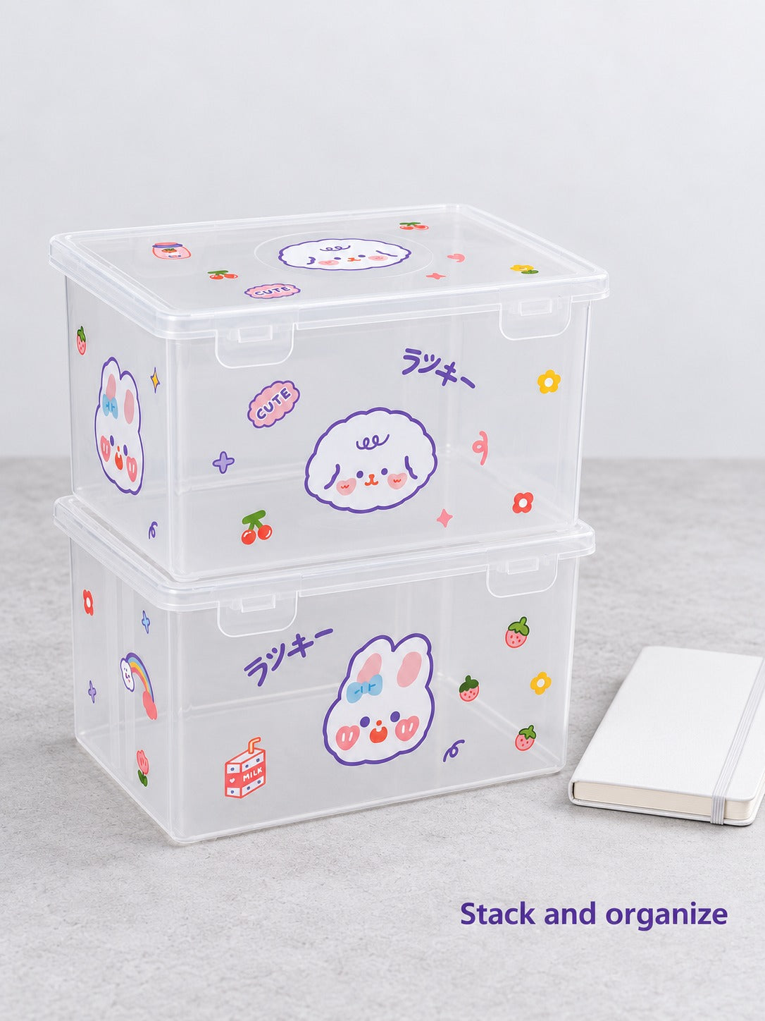 Clear Desktop Stationery Box, Stackable Storage Organizer