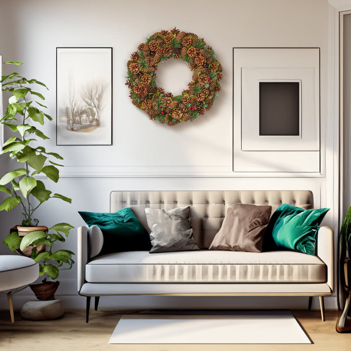 Pine Cone Wreath for Festive Woodland Holiday Entryways