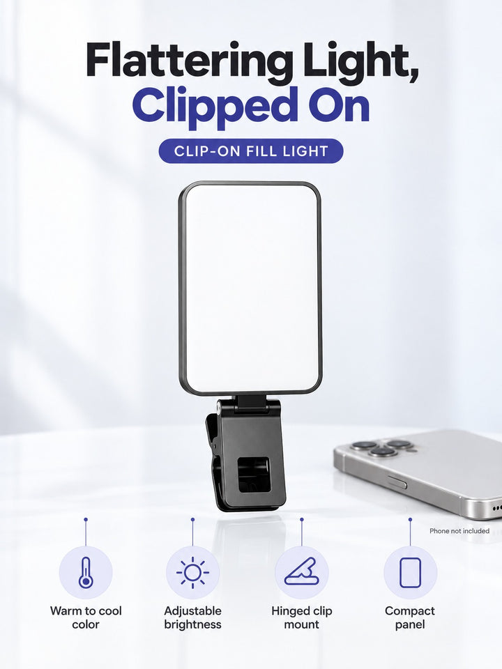 Clip-On Phone Fill Light for Flattering Video Calls