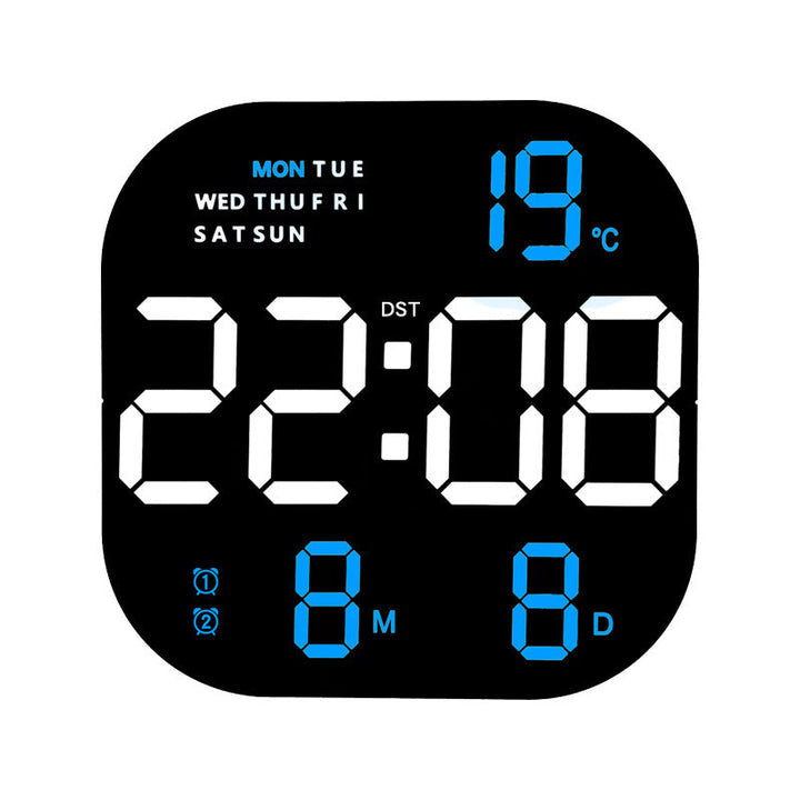 LED Wall Clock with Temperature, Date & Weekday Display