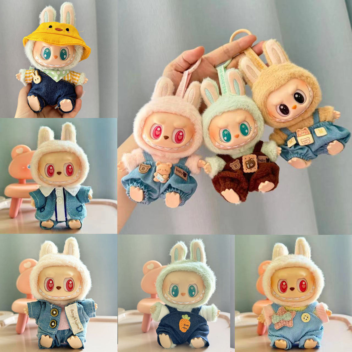 Labubu Doll Clothes Teddy Bear Suspender Outfit Set