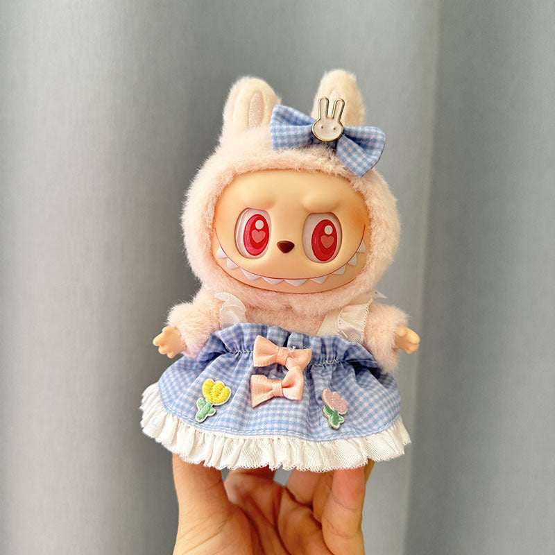 Labubu Doll Clothes Teddy Bear Suspender Outfit Set