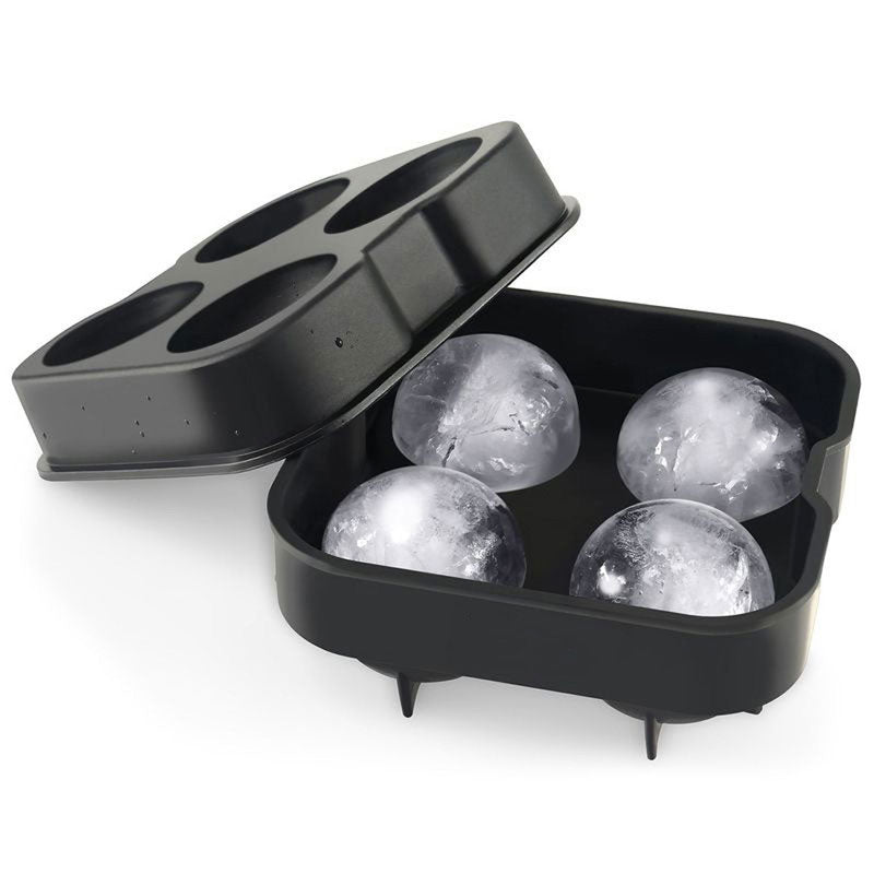 Silicone Ice Ball Maker for Whiskey: 4 Large Spheres
