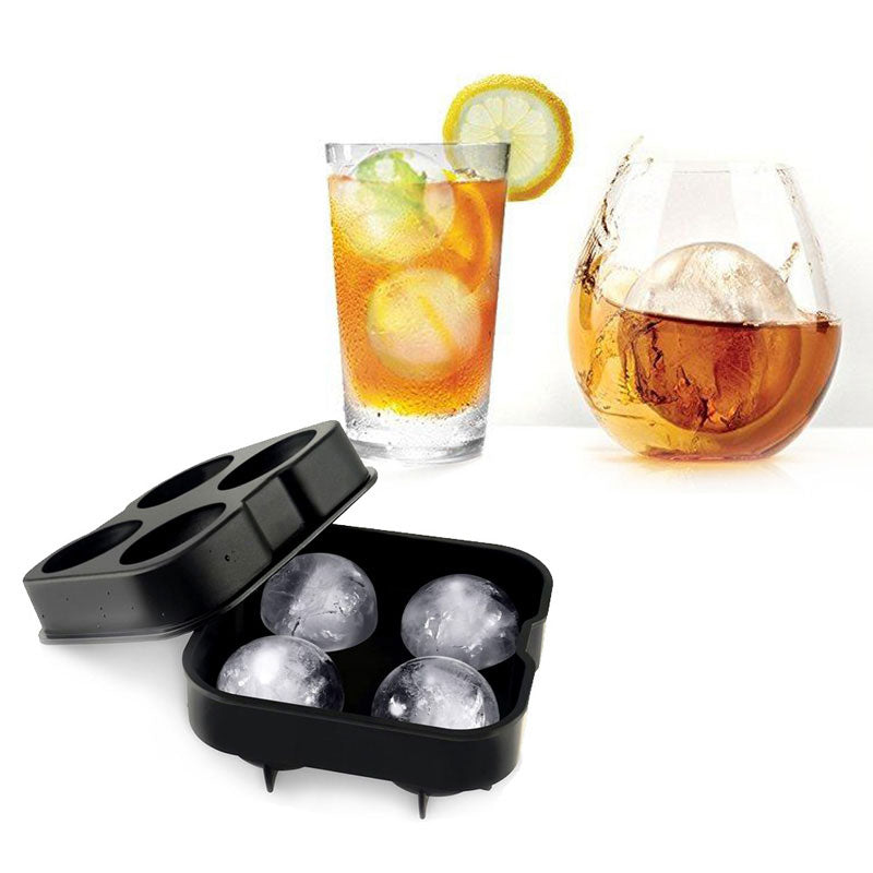 Silicone Ice Ball Maker for Whiskey: 4 Large Spheres