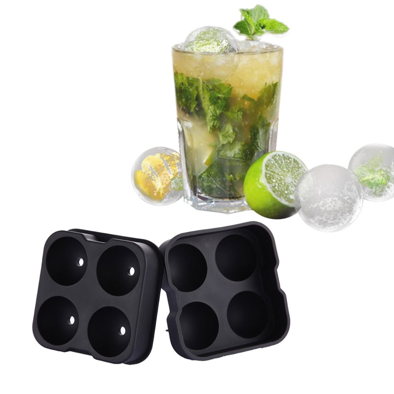 Silicone Ice Ball Maker for Whiskey: 4 Large Spheres
