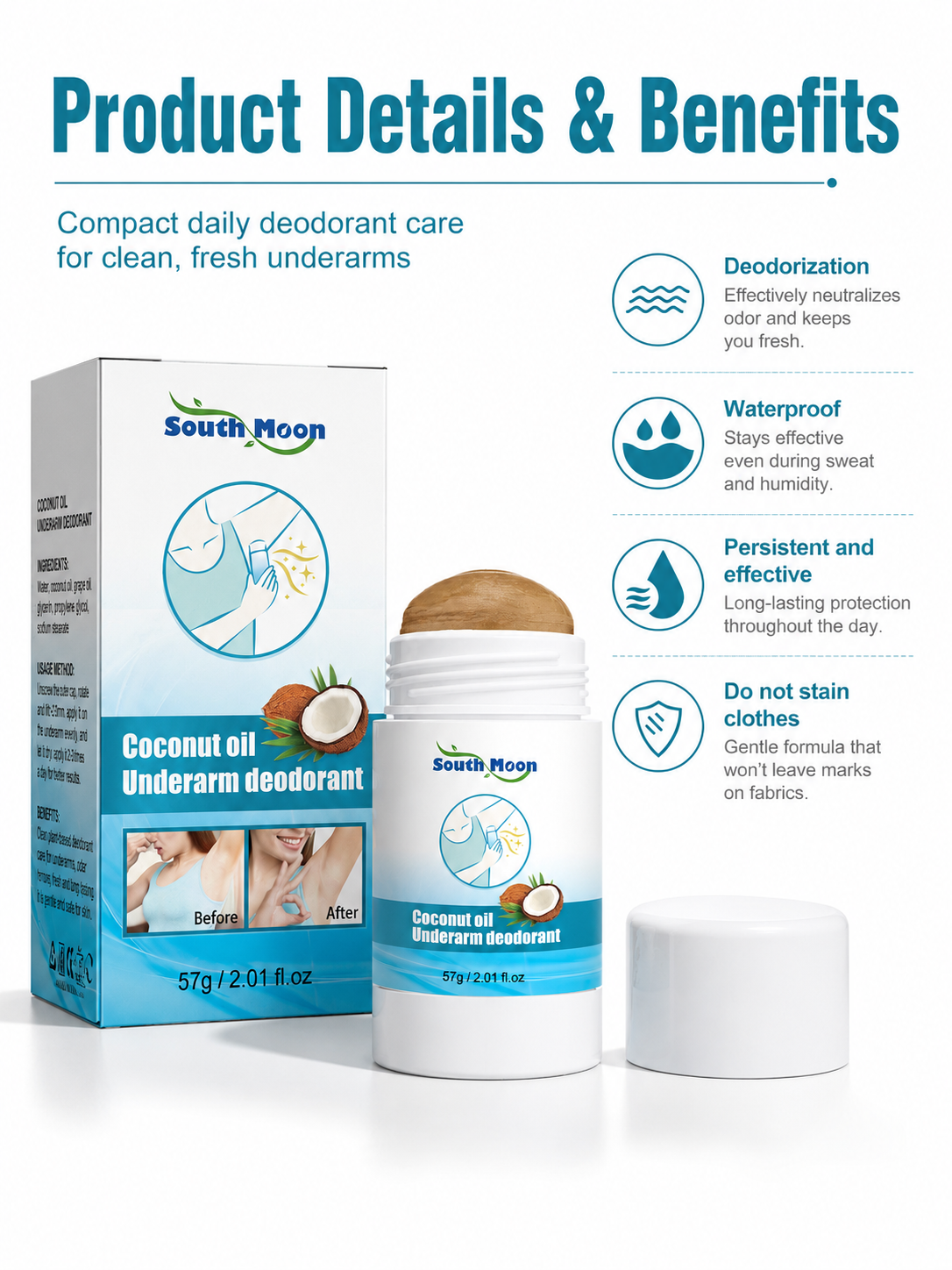 Coconut Oil Underarm Deodorant — Lighten & Freshen All Day