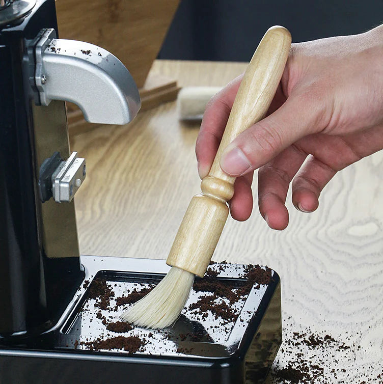 Pig Hair Coffee Grinder Brush With Solid Wood Handle