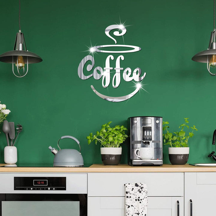 Coffee Mirror Wall Stickers for Café-Style Kitchens