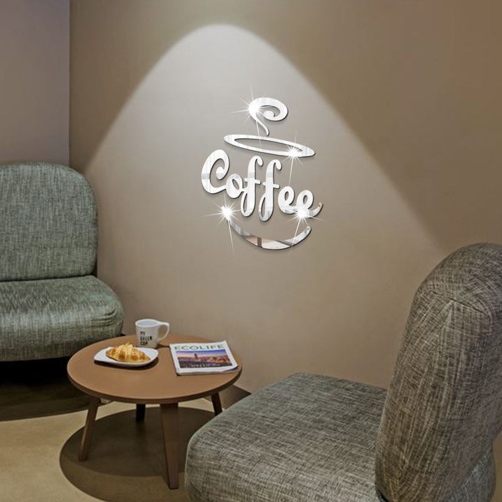 Coffee Mirror Wall Stickers for Café-Style Kitchens
