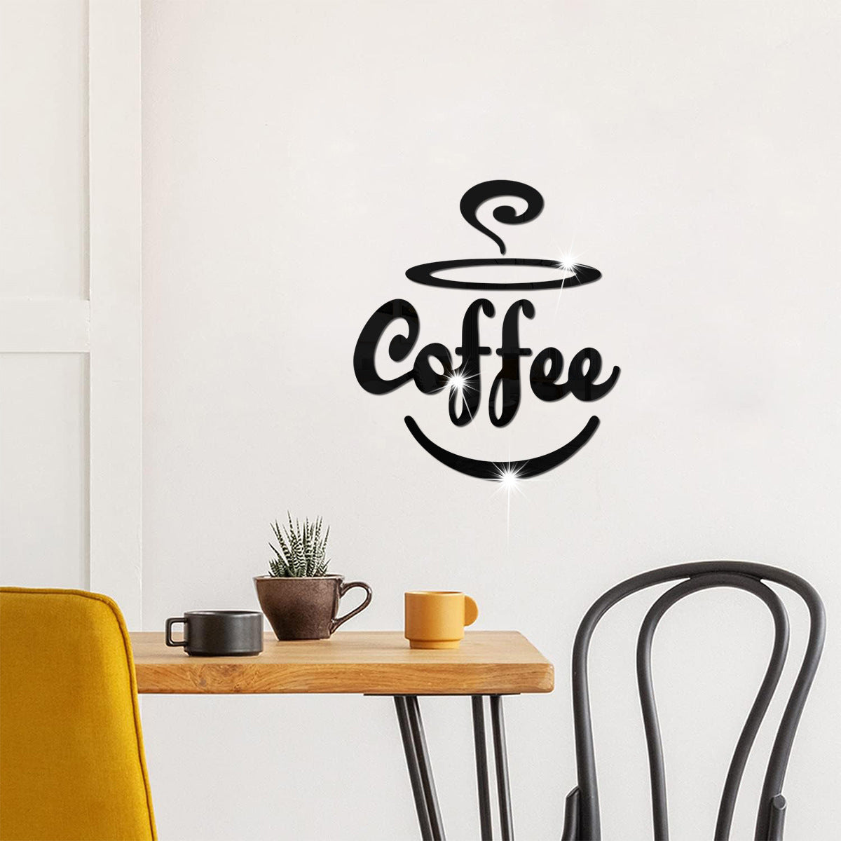 Coffee Mirror Wall Stickers for Café-Style Kitchens