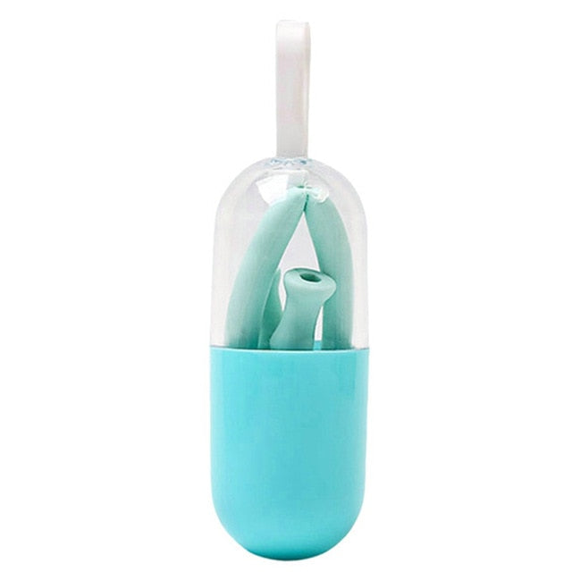 Collapsible Silicone Reusable Straw with Carrying Case