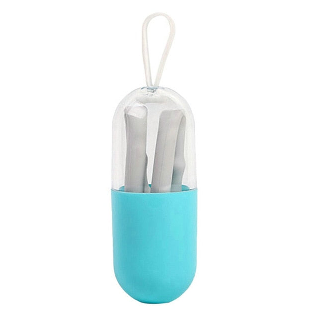 Collapsible Silicone Reusable Straw with Carrying Case