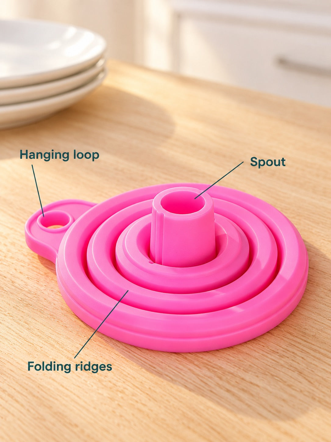 Collapsible Silicone Kitchen Funnel for Oil and Liquids