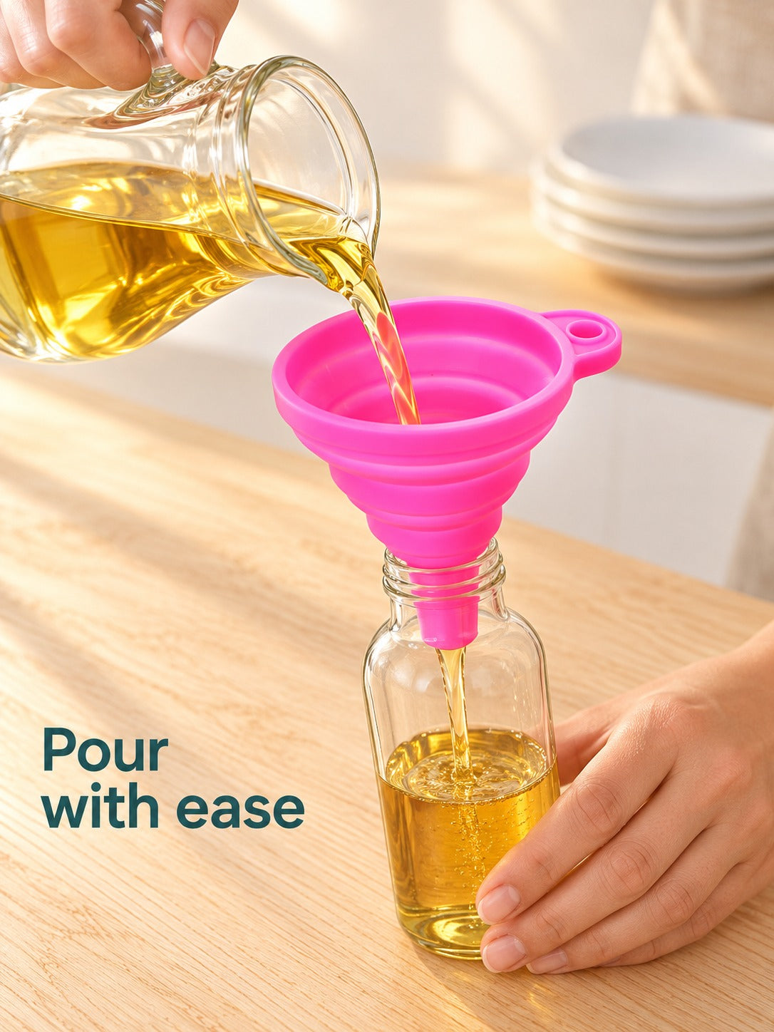 Collapsible Silicone Kitchen Funnel for Oil and Liquids