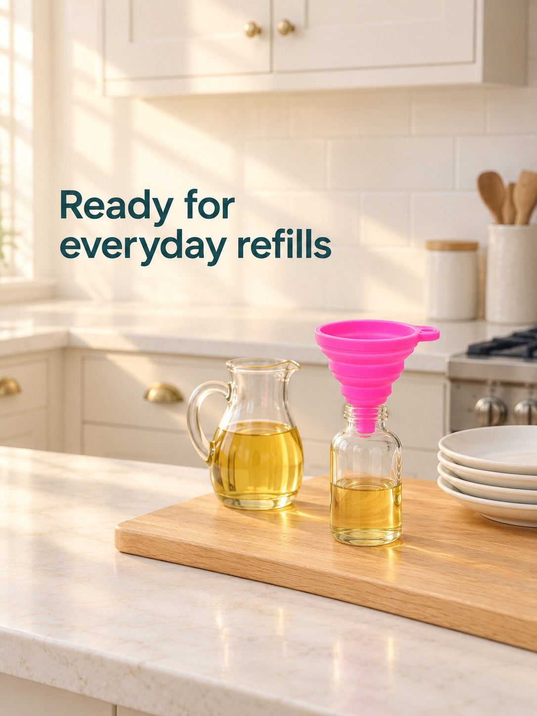 Collapsible Silicone Kitchen Funnel for Oil and Liquids