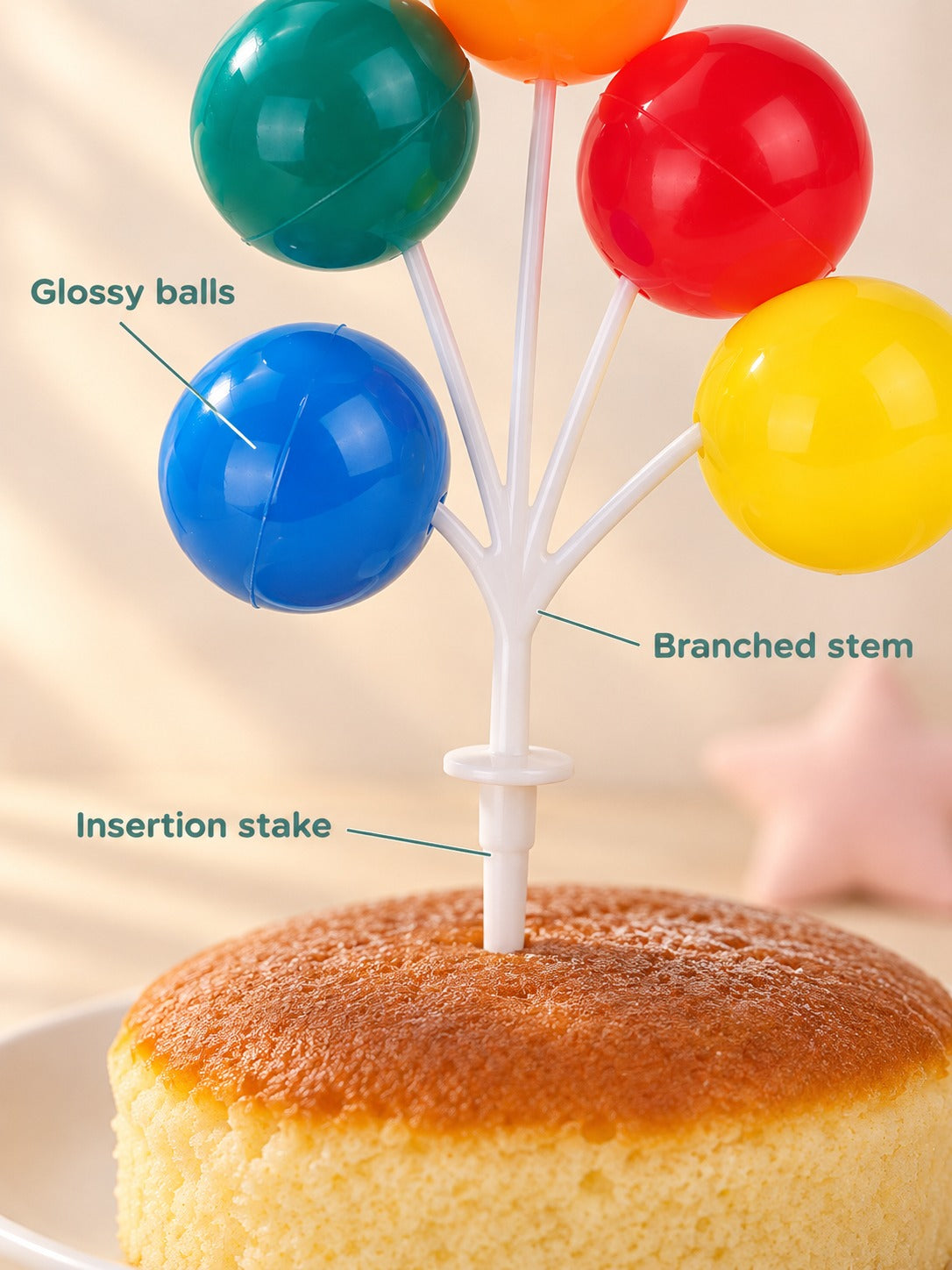 Colorful Balloon Cake Topper Set for Kids' Parties
