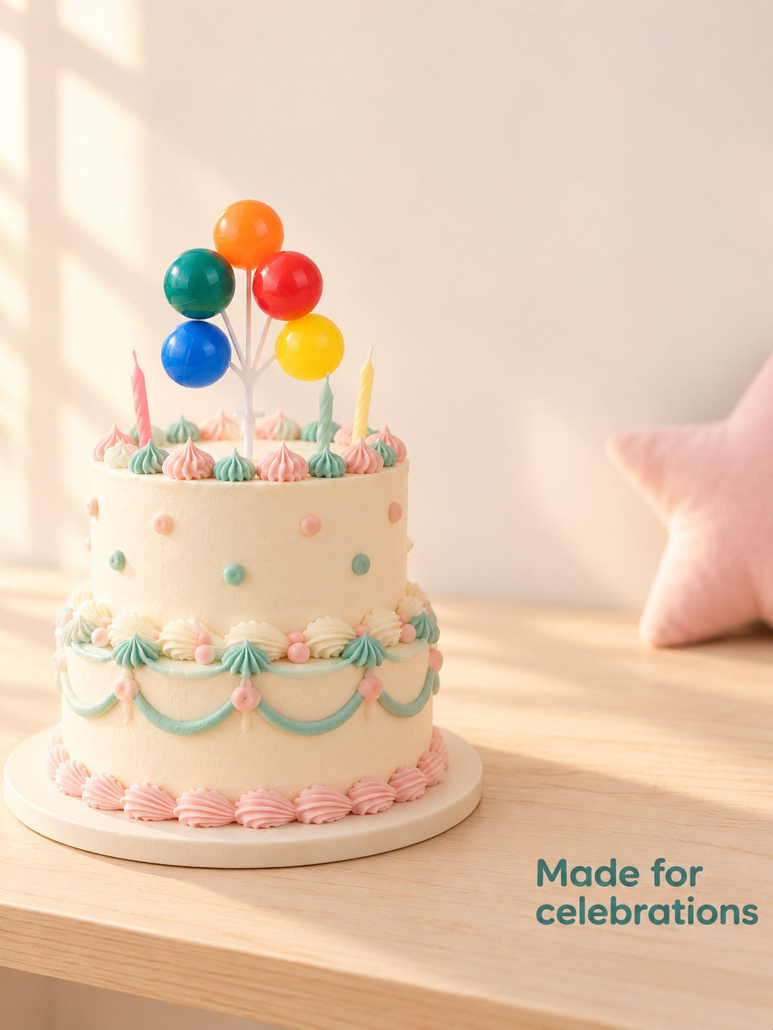 Colorful Balloon Cake Topper Set for Kids' Parties