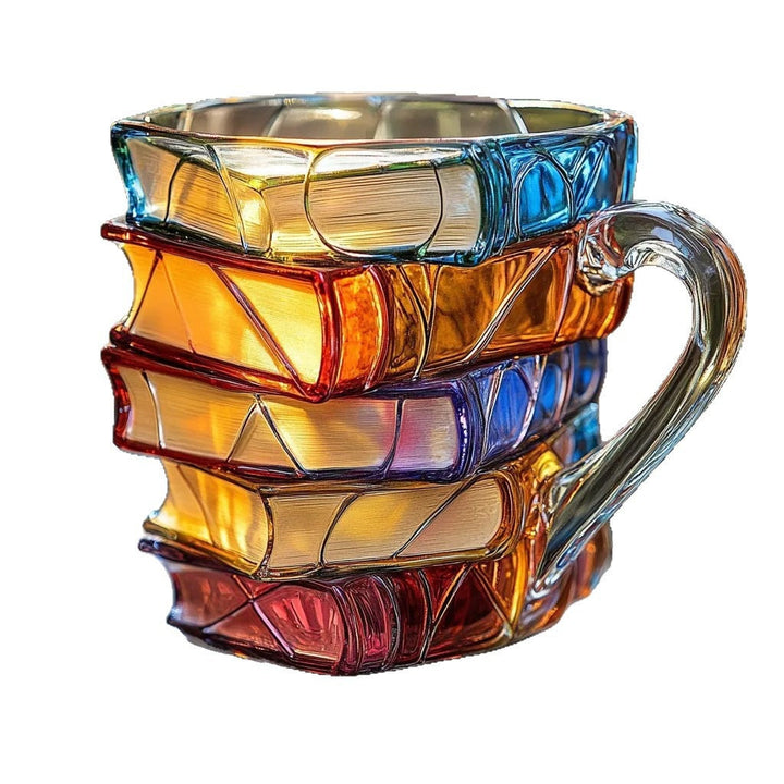 Stacked Books Coffee Mug: Glass Gift for Book Lovers