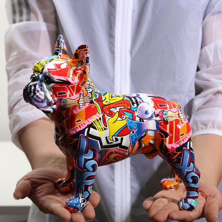 Colorful Bulldog Sculpture for Modern Home and Office Decor