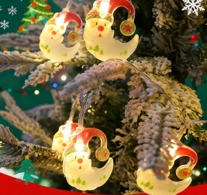 Santa Moon LED String Lights for Christmas Tree Decor