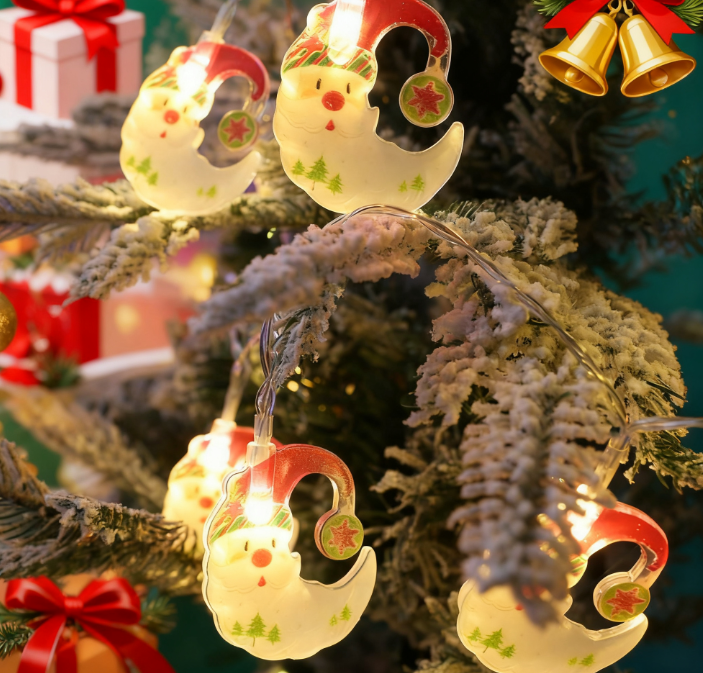Santa Moon LED String Lights for Christmas Tree Decor