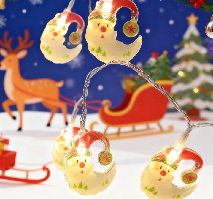 Santa Moon LED String Lights for Christmas Tree Decor