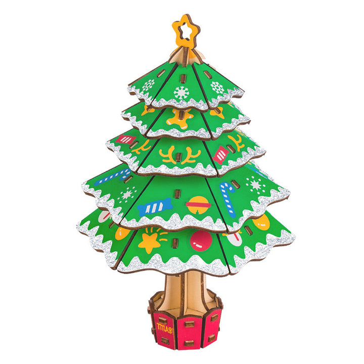 3D Wooden Christmas Tree Puzzle With Festive Display