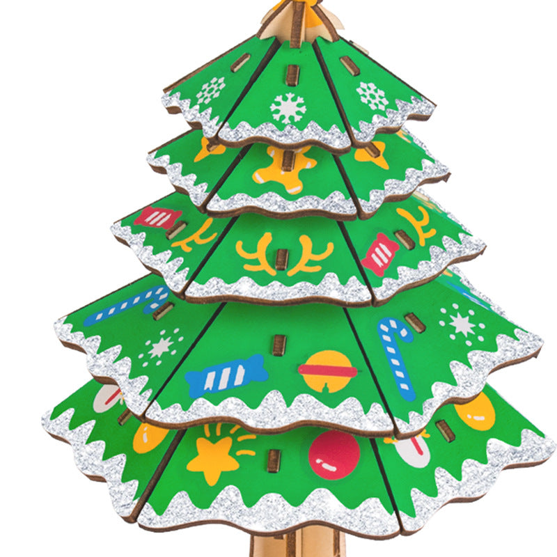 3D Wooden Christmas Tree Puzzle With Festive Display