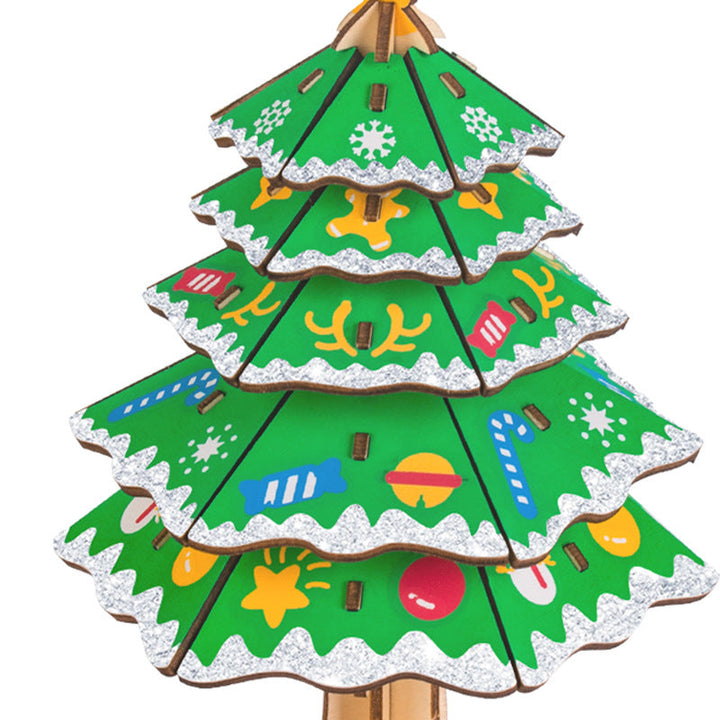 3D Wooden Christmas Tree Puzzle With Festive Display