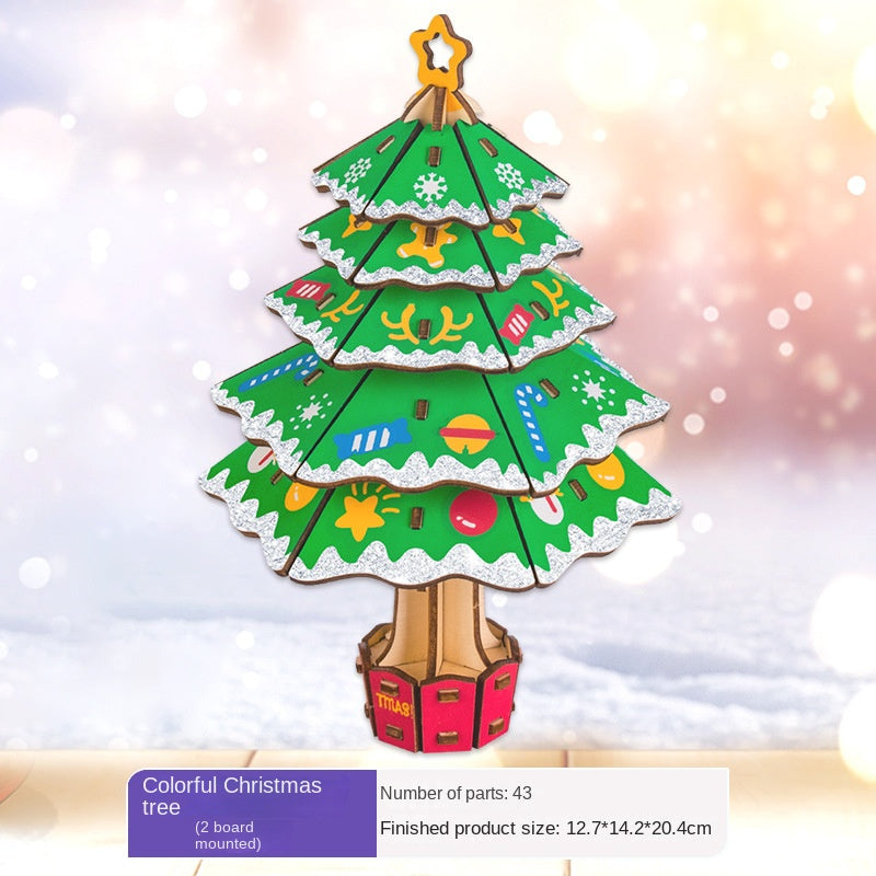 3D Wooden Christmas Tree Puzzle With Festive Display