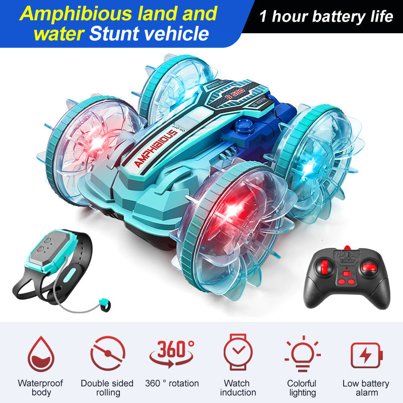 Amphibious Stunt RC Car With LED Wheels & Dual Control
