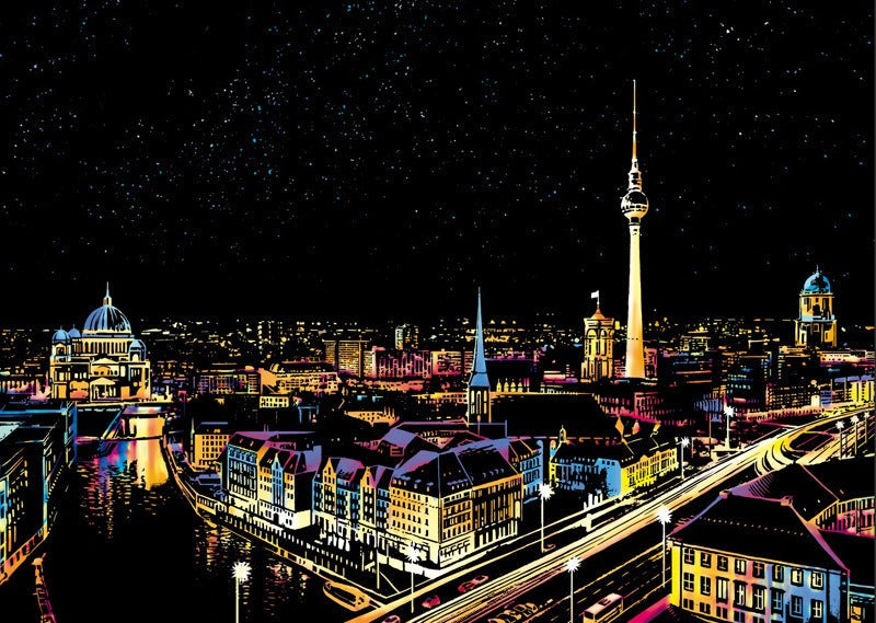 World City Scratch Painting Kit: Colorful Night Art