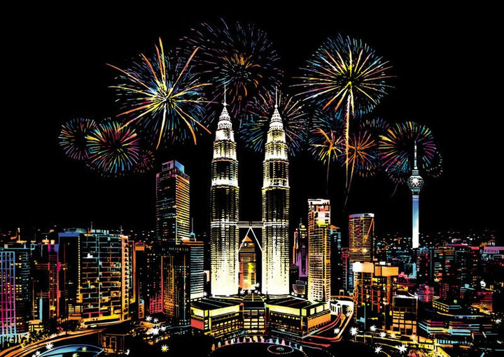 World City Scratch Painting Kit: Colorful Night Art