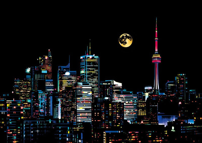 World City Scratch Painting Kit: Colorful Night Art