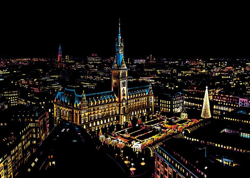 World City Scratch Painting Kit: Colorful Night Art