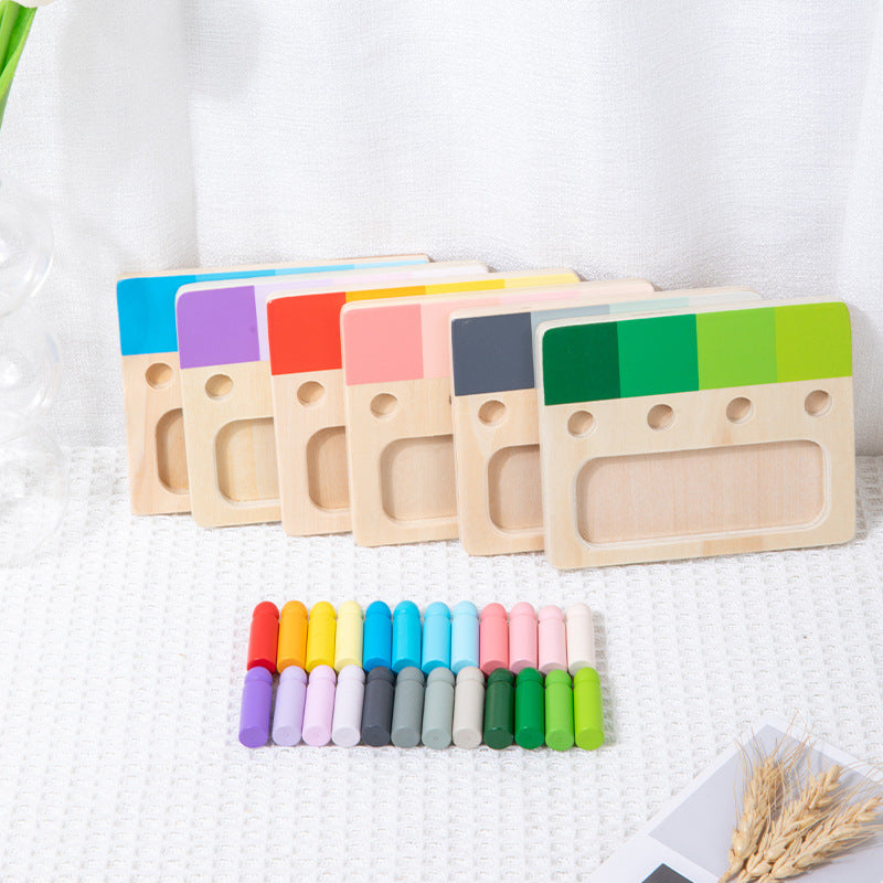 Color Matching Wooden Peg Board for Fine-Motor Play