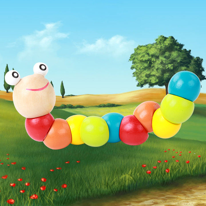 Wooden Caterpillar Toy for Color & Fine-Motor Skills