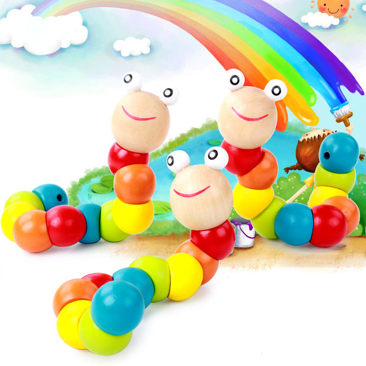 Wooden Caterpillar Toy for Color & Fine-Motor Skills